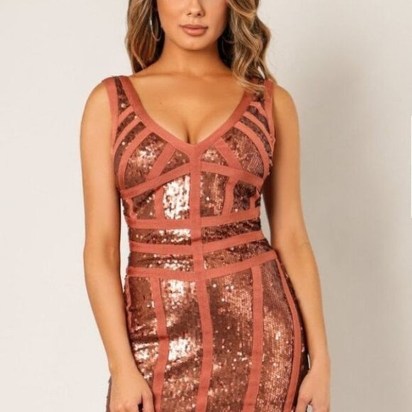 Sequin Bandage Mini Dress - Picture 2 of 4
